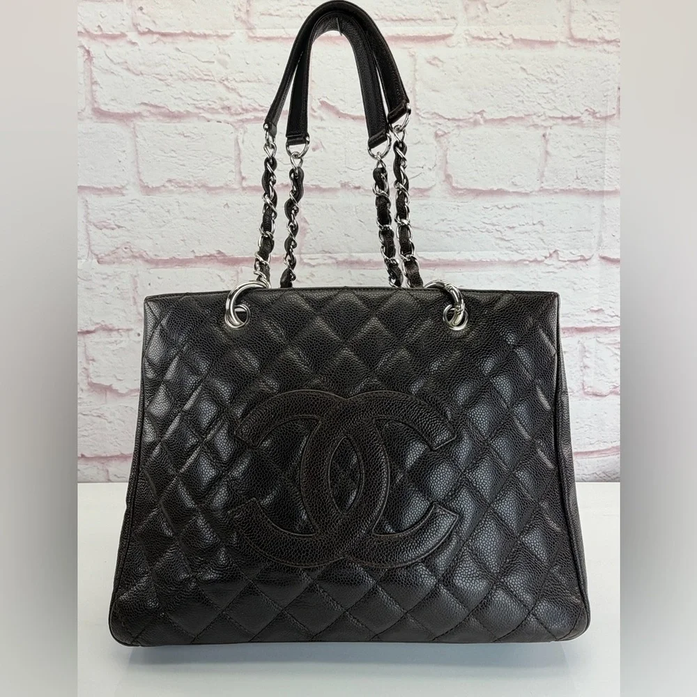 Chanel Caviar Grand Shopper Tote GST Brown Silver - Picture 2 of 14